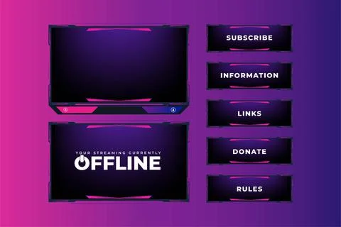 Online gaming screen panel and border design for gamers with colorful buttons Stock Illustration