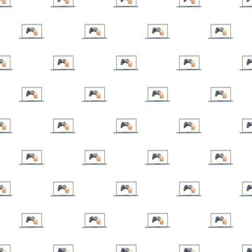 Online gaming security concept with locked laptop pattern Stock Illustration