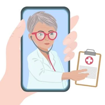 ONLINE GENERAL PRACTITIONER Coronavirus Internet Vector Set Stock-Illustration