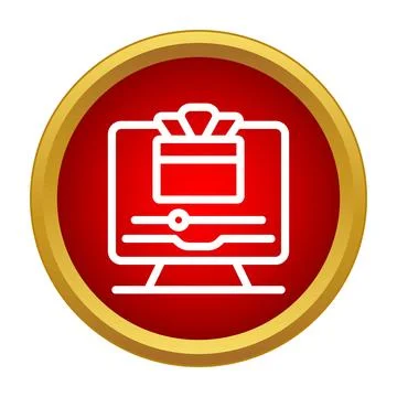 Online gift box appearing on computer monitor screen Stock-Illustration
