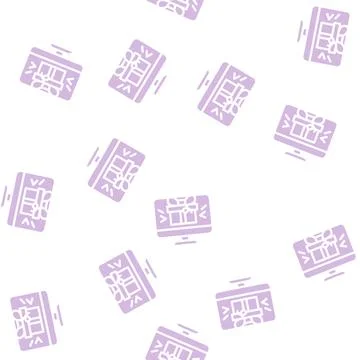 Online gift on computer screen glyph vector seamless pattern イラスト素材