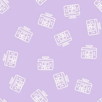 Online gift on computer screen line vector seamless pattern Illustrazione stock