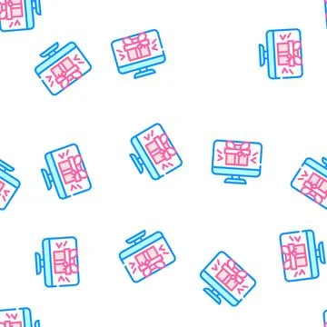 Online gift on computer screen vector seamless pattern Illustrazione stock
