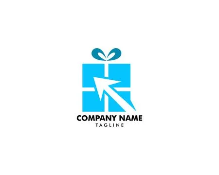 Online Gift Logo Design Concept, Online Store and Gifts Symbol Stock Illustration