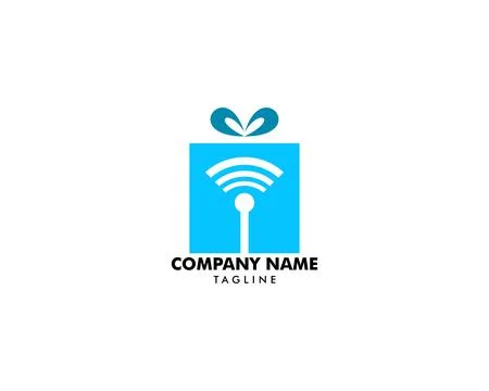 Online Gift Logo Design Concept, Online Store and Gifts Symbol Stock Illustration