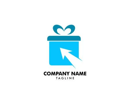 Online Gift Logo Design Concept, Online Store and Gifts Symbol Stock Illustration