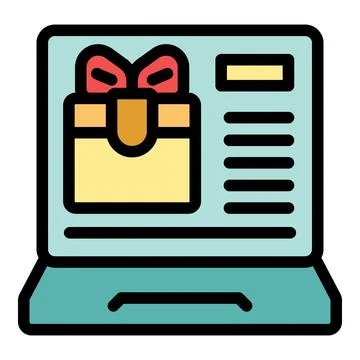 Online gift shopping website interface with gift box showing on screen Illustrazione stock