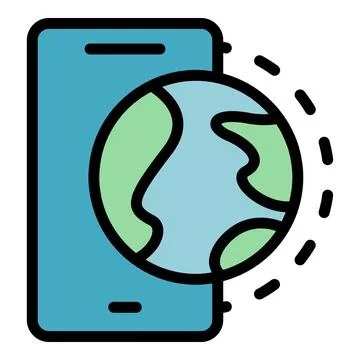 Online global data icon vector flat Stock Illustration