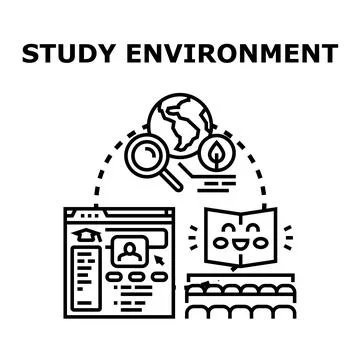 Online global study environment learning education concept Stock Illustration