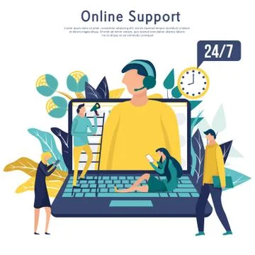 Online global technical support concept. Customer service, hotline operator Stock Illustration