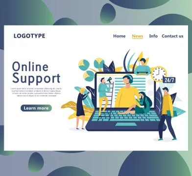 Online global technical support concept. Landing page template. Stock Illustration