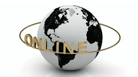 ONLINE on a gold ring rotates around the earth Stock Footage 21733986