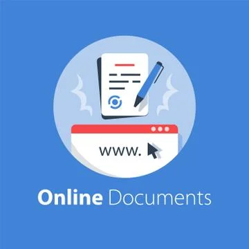 Online government services, submit document, digital signature 库存插图
