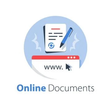 Online government services, submit document, digital signature 库存插图