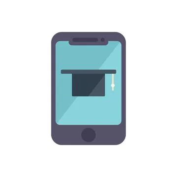Online graduation icon flat vector. Distance class Stock Illustration
