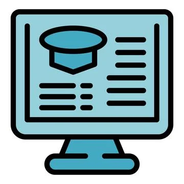 Online graduation icon vector flat Illustrazione stock