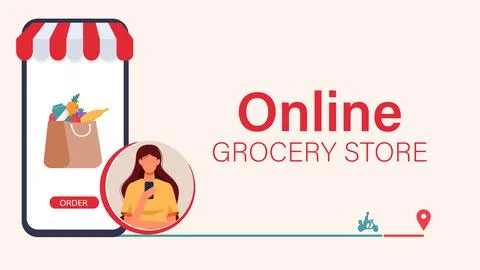 Online Grocery Stock Illustration