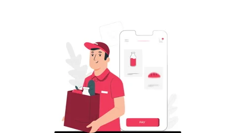 Online Grocery Ordering Background Stock Footage 289397384