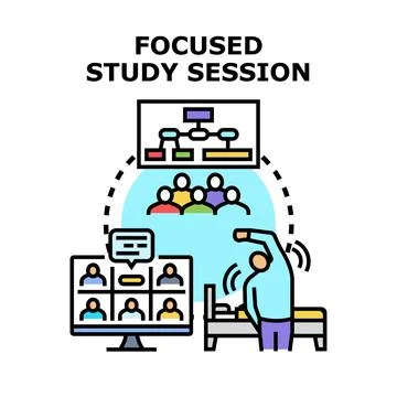 Online group studying at home during virtual class Stock Illustration