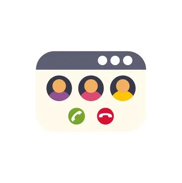 Online group video conferencing interface calling users Stock Illustration