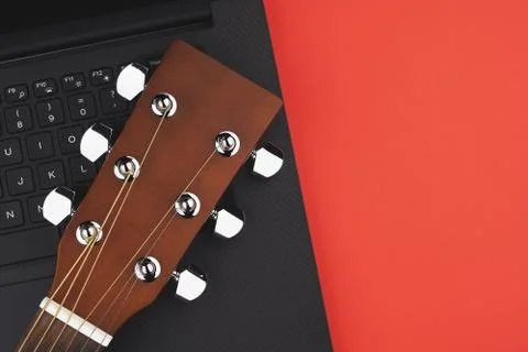 Online guitar learning concept Foto stock