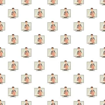 Online guitar lessons repeated pattern for music e learning concept Stock Illustration