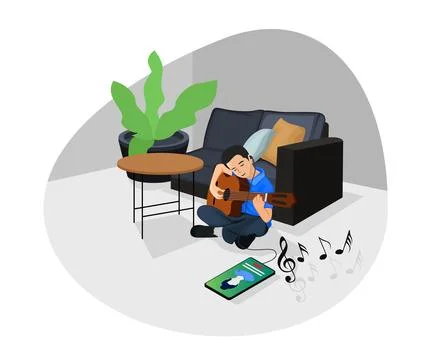 Online guitar training Stock Illustration