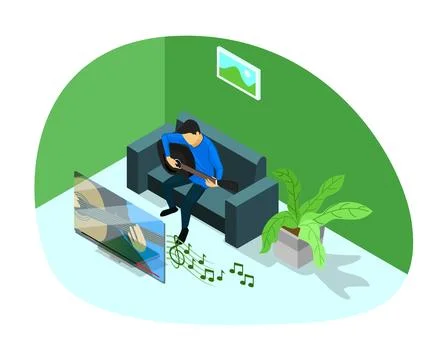 Online guitar training Stock Illustration