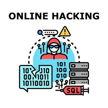 Online hacking concept with cyber security threats Illustrazione stock
