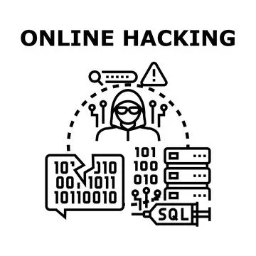 Online hacking concept with cyber security threats Stock Illustration
