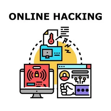 Online hacking concept stealing private data and breaching security Stock Illustration