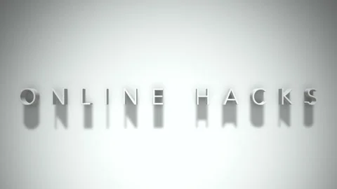 Online hacks 3D title animation white text on a white background Stock Footage 299758054