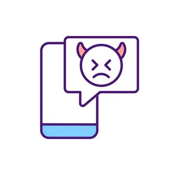 Online harassment using mobile phones RGB color icon Illustrazione stock