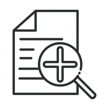 Online health, document report analysis covid 19 pandemic line icon Illustrazione stock