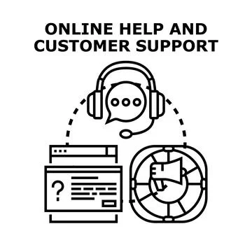 Online help and customer support consulting service Illustrazione stock