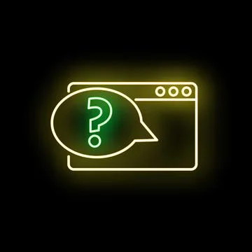 Online help and frequently asked questions support neon icon イラスト素材