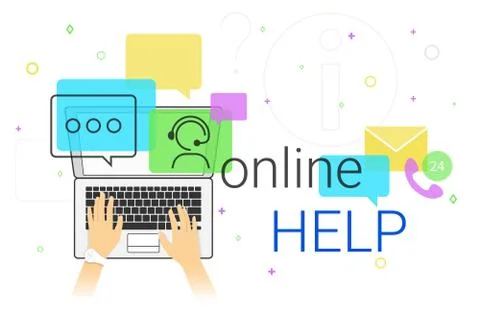 Online help and online support on laptop creative concept vector illustration Stock-Illustration