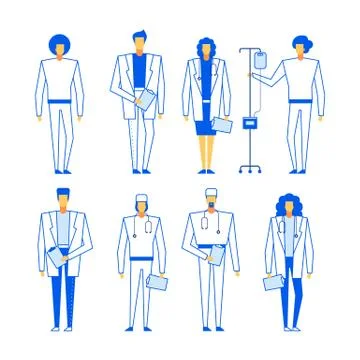 Online help consultation web service doctor characters set,modern flat design Stock Illustration