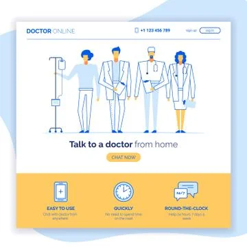 Online help consultation web service doctor characters set,landing page templ Stock-Illustration