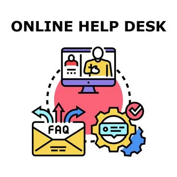 Online help desk providing customer support service system Stock Illustration