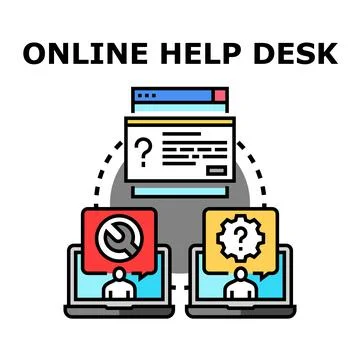 Online help desk providing customer support service 库存插图