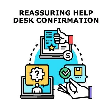 Online help desk support confirmation process illustration Stock Illustration