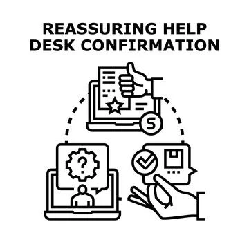 Online help desk support confirmation process illustration Illustrazione stock