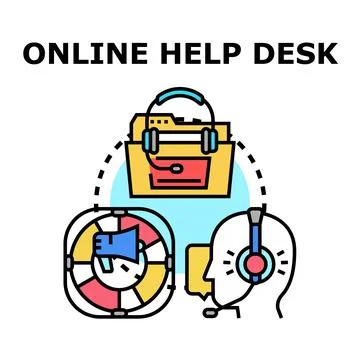 Online help desk virtual assistance and support service Stock-Illustration