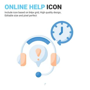 Online help icon vector with flat color style isolated on white background Stock Illustration