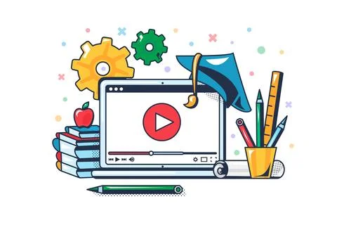 Online High School Study Outline Concept イラスト素材