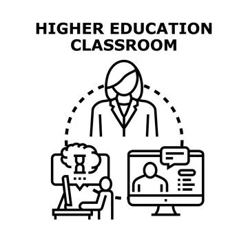 Online higher education classroom remote learning concept Stock Illustration