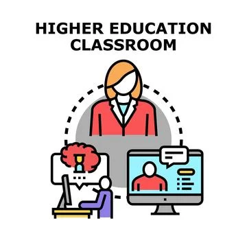 Online higher education classroom remote learning concept イラスト素材