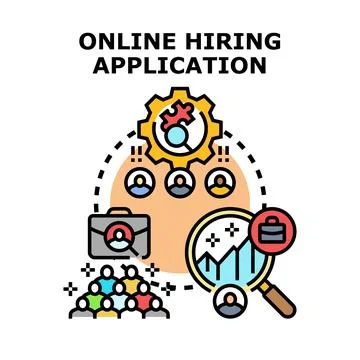 Online hiring application process for human resources Stockillustratie