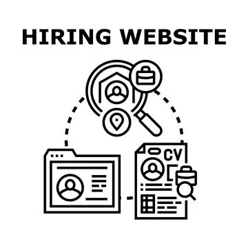 Online hiring website finding remote job candidates Stock Illustration